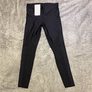 Black shine leggings with mesh detailing